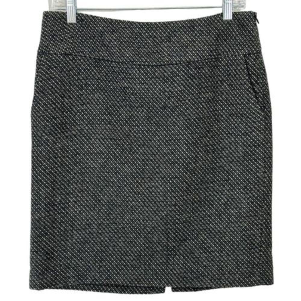 Loft Ann Taylor Women's SZ 6 Wool Blend Tweed Print Fully Lined Gray Skirt